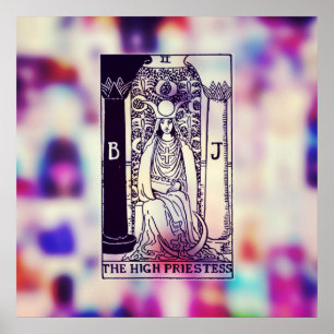 O poster alto do cartão de Tarot da sacerdotisa