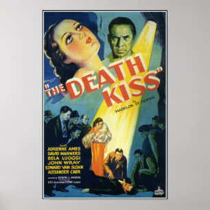 O poster de filme de terror do vintage do beijo da