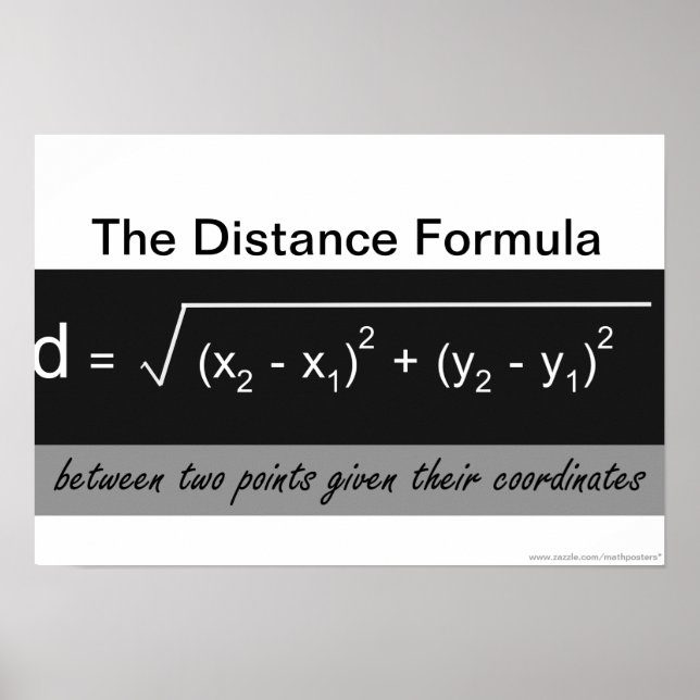 O Poster de Matemática da Fórmula de Distância (Frente)