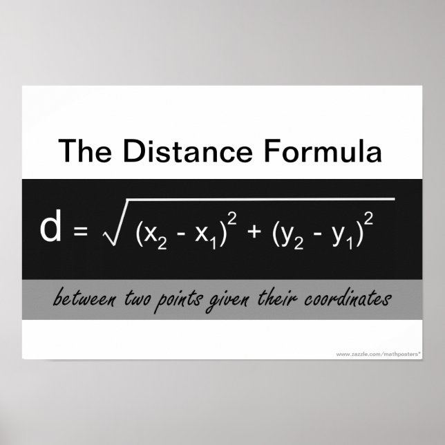 O Poster de Matemática da Fórmula de Distância (Frente)