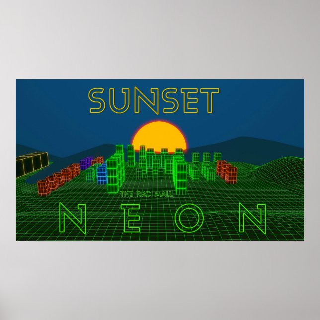 O Poster de "SUNSET NEON" da Rad Mall (30" x 16,88 (Frente)