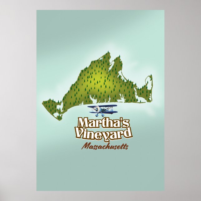 O poster de viagens de Massachusetts da Martha (Frente)