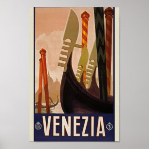 O Poster de viagens de Veneza Vintage