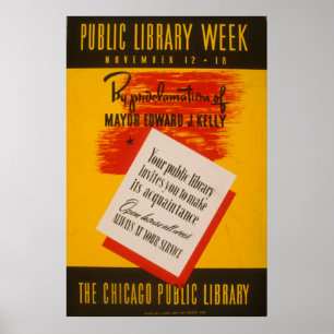 O poster de WPA do vintage da biblioteca pública