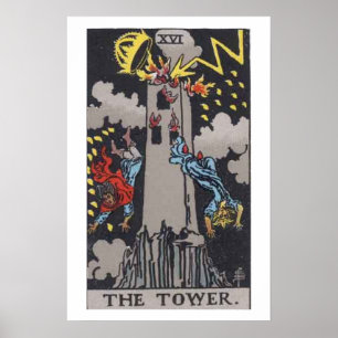 O poster do cartão de Tarot da torre