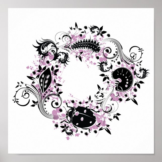 O Poster do Ciclo de Vida das Ladybug - Roxo (Frente)