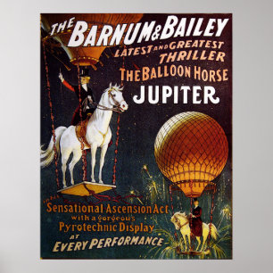 O poster do circo de Jupiter do cavalo do balão