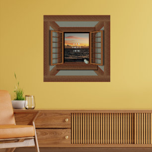 O poster do quadro de janela do falso adiciona sua