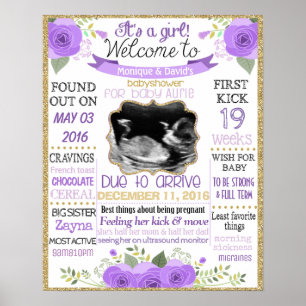 O poster do sinal de Babyshower floresce seu um