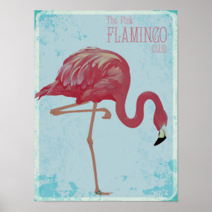 O Poster do Vintage Club Flamingo, cor-de-rosa