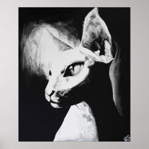 O poster original felino da arte do gato de Sphynx