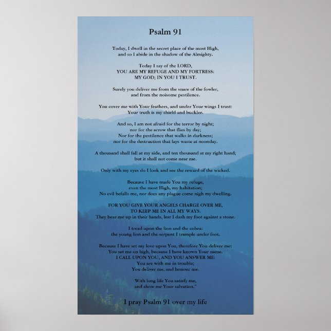 O Poster Psalm 91 pode ser personalizado (Frente)