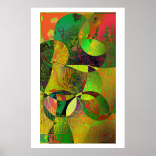 O poster psicadélico do cartão de Tarot da