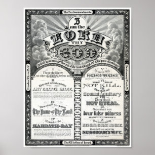 O poster vintage 1876 de dez mandamentos