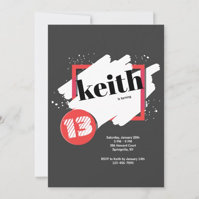 O preto com vermelho detalha o convite (Frente)