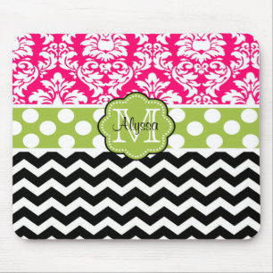 O preto verde cor-de-rosa pontilha Mousepad