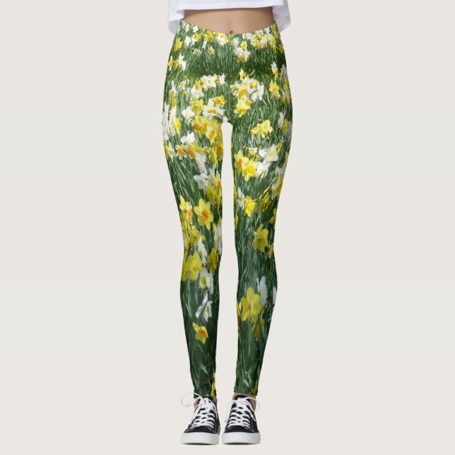 O primavera dos Daffodils floresce Legging (Frente)