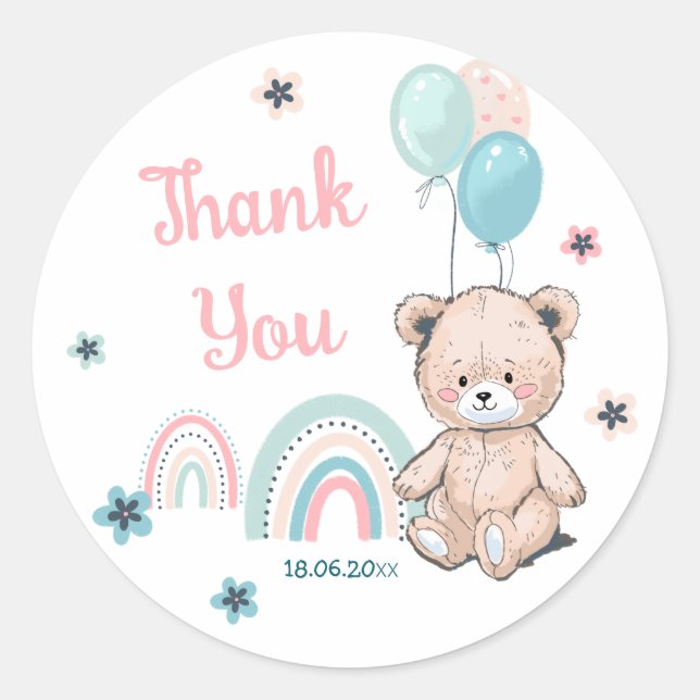 O primeiro adesivo de aniversário com ursinho de p (Frente)