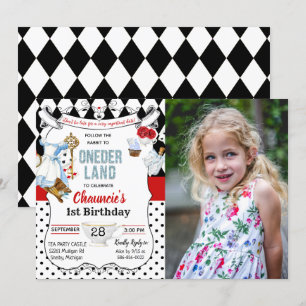 ø Primeiro aniversário Alice no convite do país