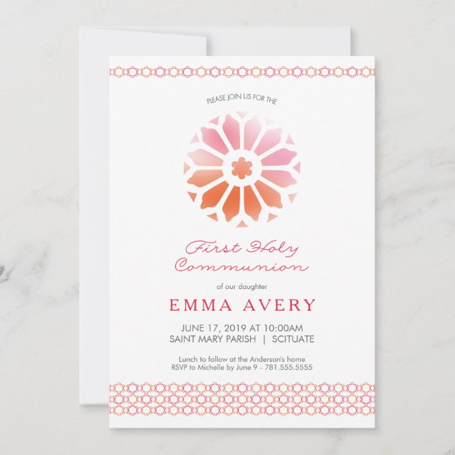O primeiro convite do comunhão santamente, meninas (Frente)