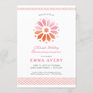 O primeiro convite do comunhão santamente, meninas