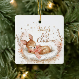 O Primeiro Natal do Bebê Um Enfeite Quadrado