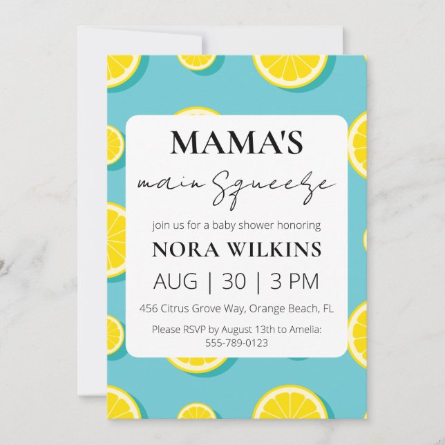 O principal convite para chás de fraldas de citrin (Frente)