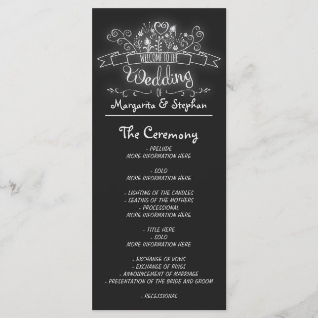 o quadro floresce programas de casamento manuscrit (Frente)