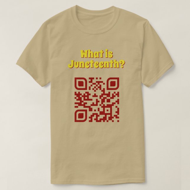 O que é Juneteenth? Camiseta com QR Code (Frente do Design)