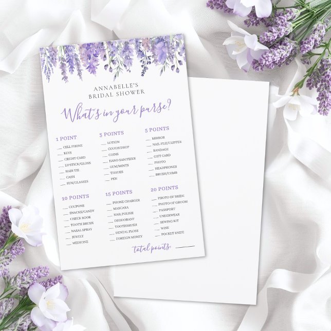 O Que Está na Sua Bolsa Jogo para Chá de Noiva (What's In Your Purse Bridal Shower Game)