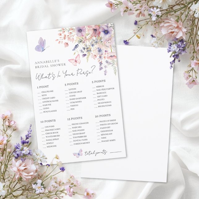 O Que Está na Sua Bolsa Jogo para Chá de Noiva (What's In Your Purse Bridal Shower Game)