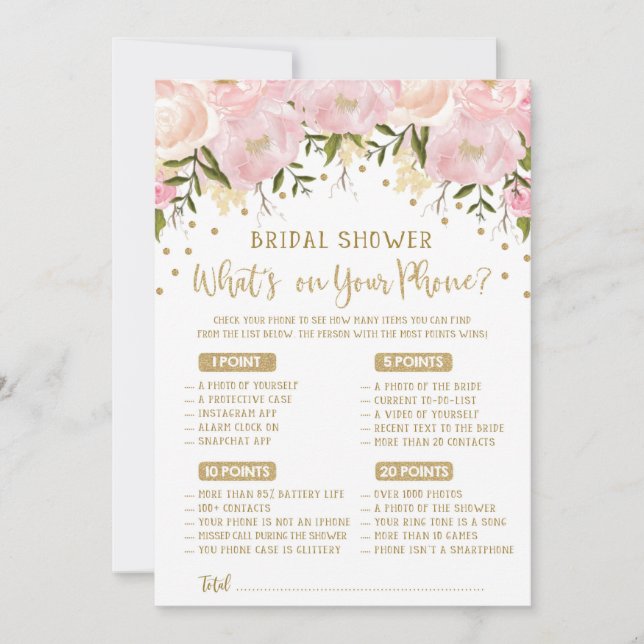 O que está no seu telefone jogo para chá de panela (Frente)