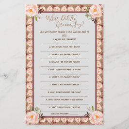 O que fez o cartão de jogo de Chá de panela do Gro