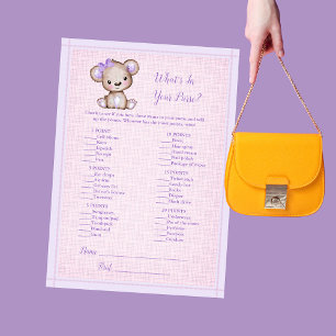 O Que Há Em Seu Cartão De Jogo De Urso Roxo Com