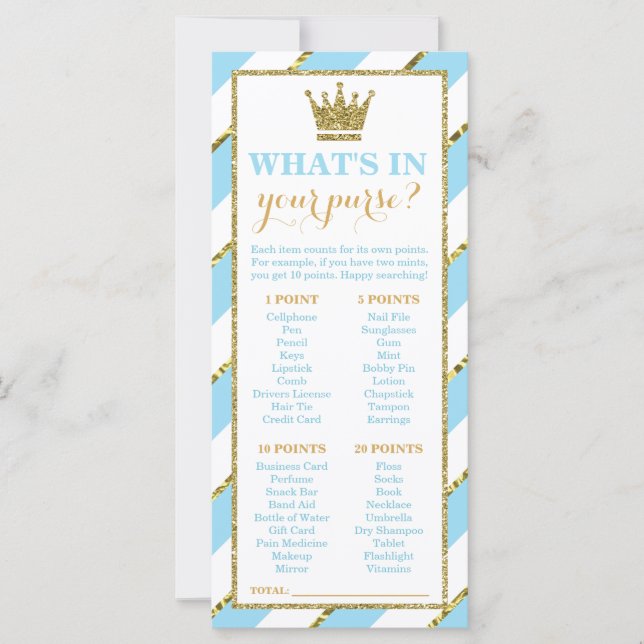 O que há na sua bolsa? Jogo do chá de fraldas, Prí (Frente)