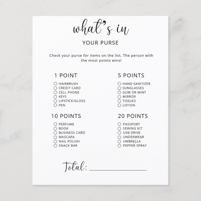 O que há no chá de fraldas da bolsa? (Frente)