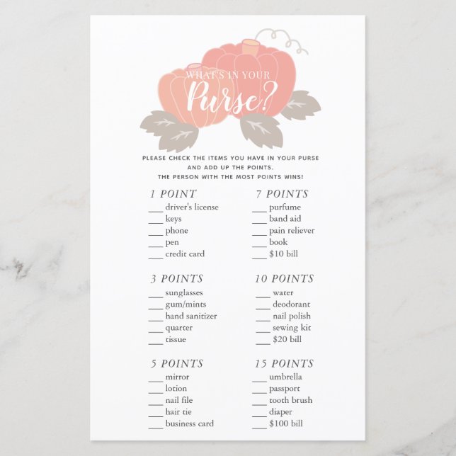 O que há no Jogo do Chá de fraldas de Abóbora Rosa (Frente)