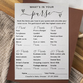 O que há no seu cartão de jogo de Chá de fraldas