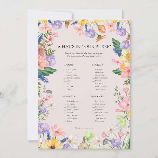 O que há no seu cartão de jogo de Chá de fraldas (Frente)