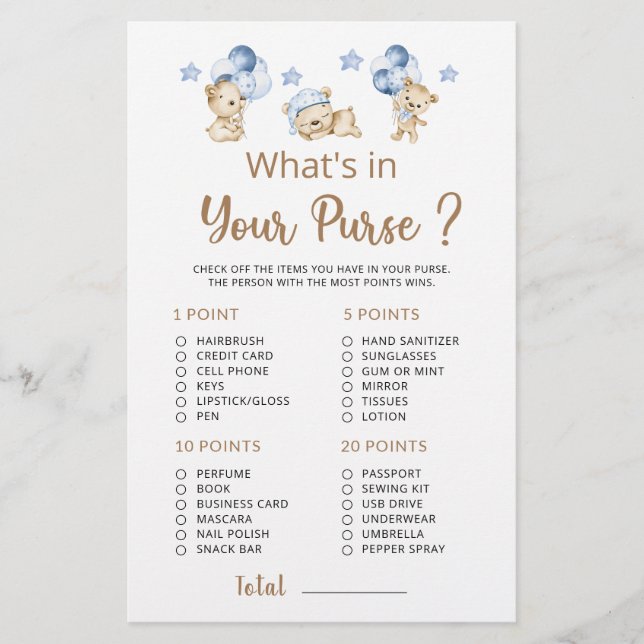 O que há no seu Chá de fraldas de Urso de Carneiro (Frente)