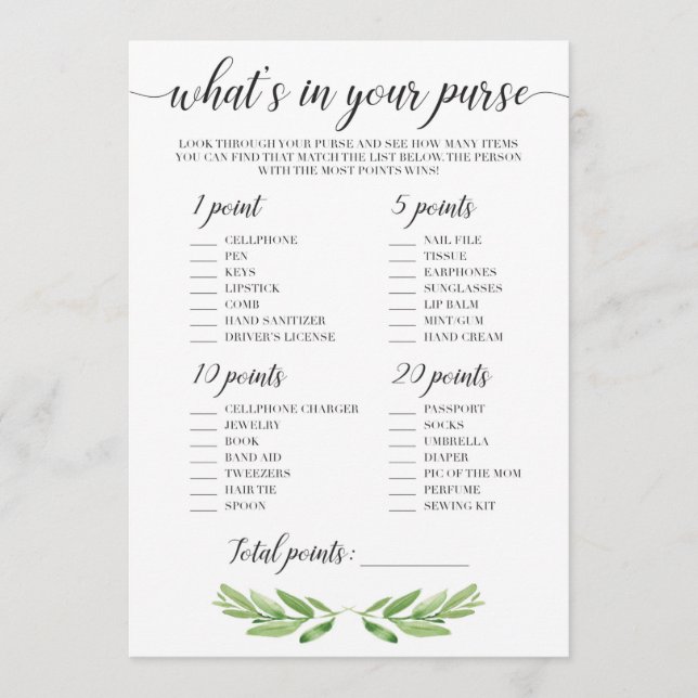 O que há no seu jogo de bolsa para Chás de fraldas (Frente)