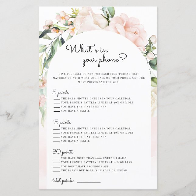 O que há no seu jogo de Chá de fraldas de Blush Gi (Frente)