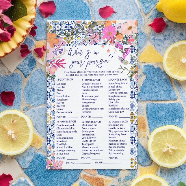 O que há no seu jogo de chá de panela italiano (What s in your purse italian bridal shower game)