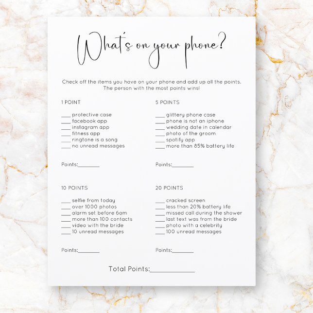 O que há no seu jogo de Chá de panela telefônico (Criador carregado)