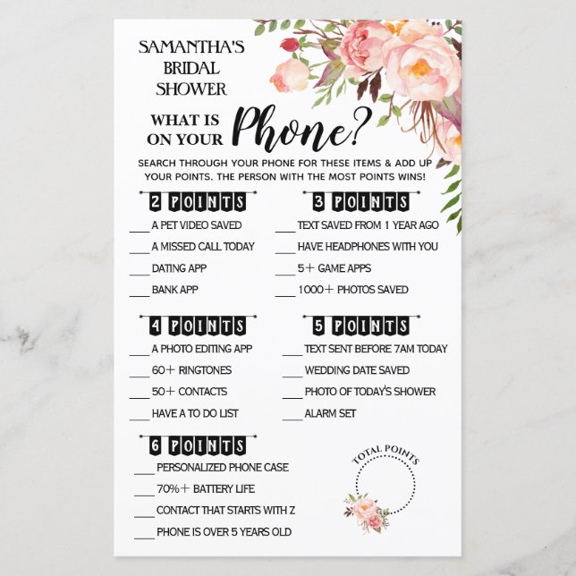 O que há no seu jogo inglês de chá de telefone (Frente)