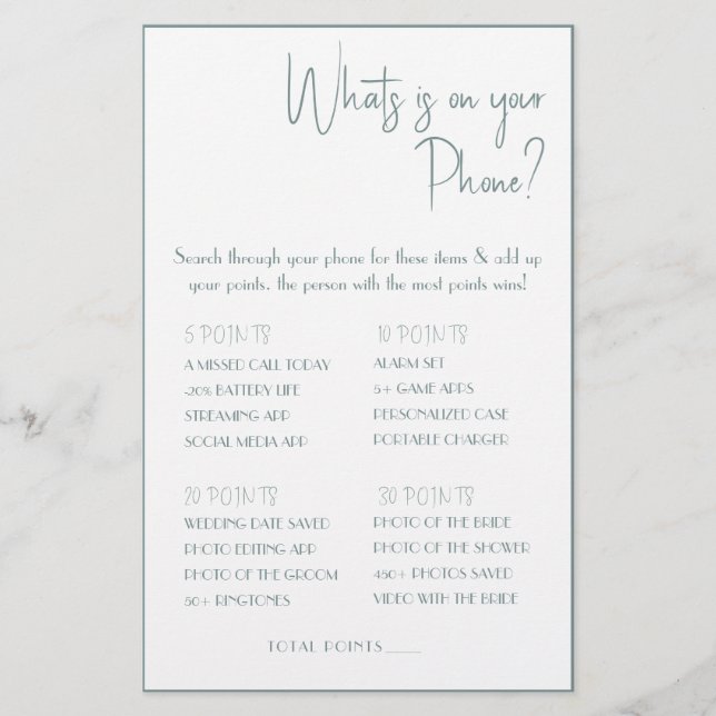 O que há no seu telefone? Folheto do cartão de jog (Frente)