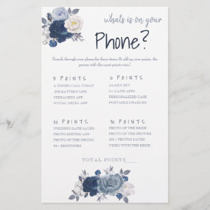 O que há no seu telefone? Folheto do cartão de jog