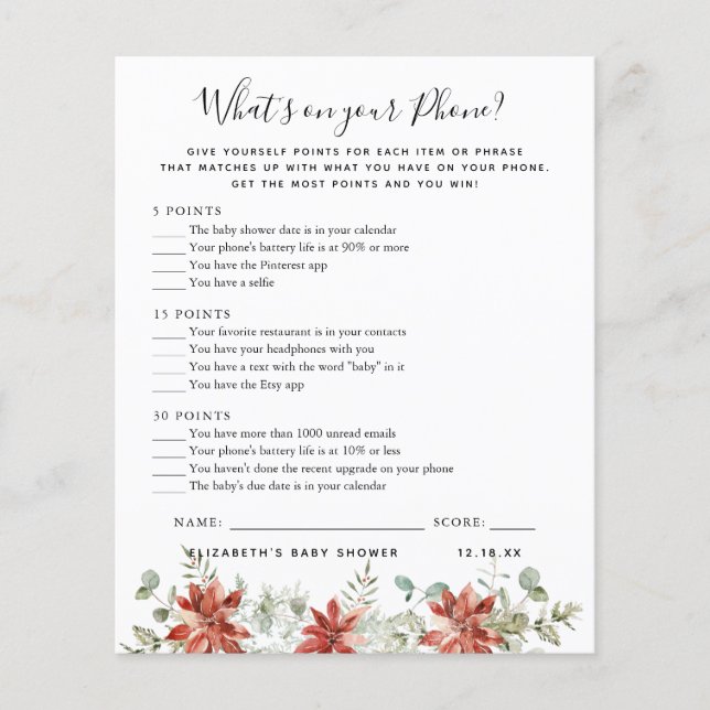 O que há no seu telefone | Jogo Chá de fraldas (Frente)