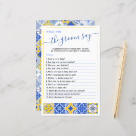 O que o Groom disse jogo de Chá de panela de Azule