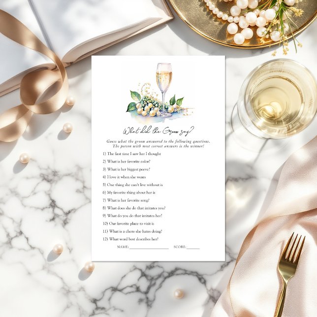 "O que o noivo disse?" Jogo do chá de panela ("What Did the Groom Say?" Bridal Shower Game)